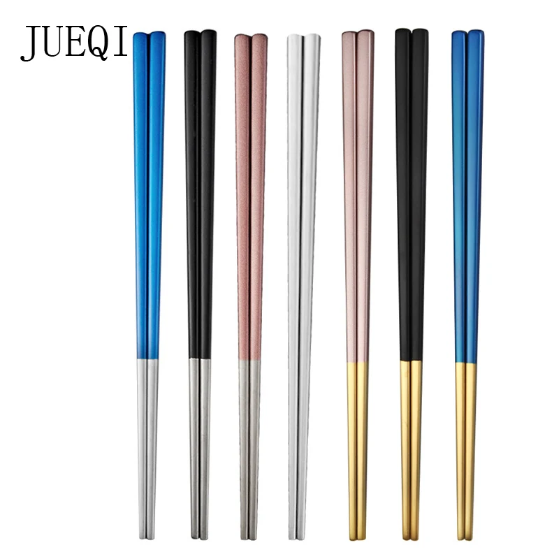

JueQi 304 Stainless Steel Chinese Chopsticks Wheat Straw Portable Travel Chopsticks Kids Reusable Food Sticks For Sushi 1 Pair