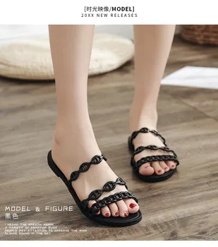 

2018 Summer Casual Style Jelly Shoes Women Sandals Flats Rivet Slippers Fashion Holiday Beach Woman Shoes Flip Flops Size 36-40