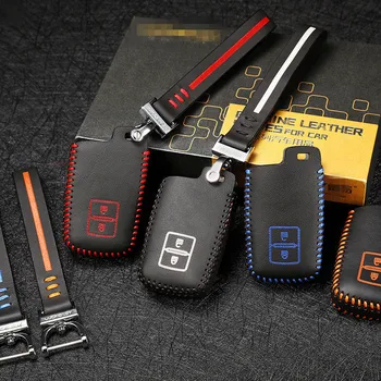 

High quality Leather key cover For Toyota Hilux Camry Prado FJCruiser LAND CRUISER highlander car key case wallet holder 2 butto
