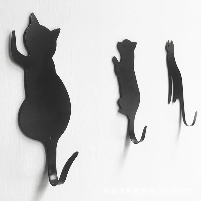 

3pcs/set Cat Wall Hooks Self-Adhesive Hanger Key Hair Pin Holder Adhesive hooks Wall Door Hanger Organizer Decor Decorate botton