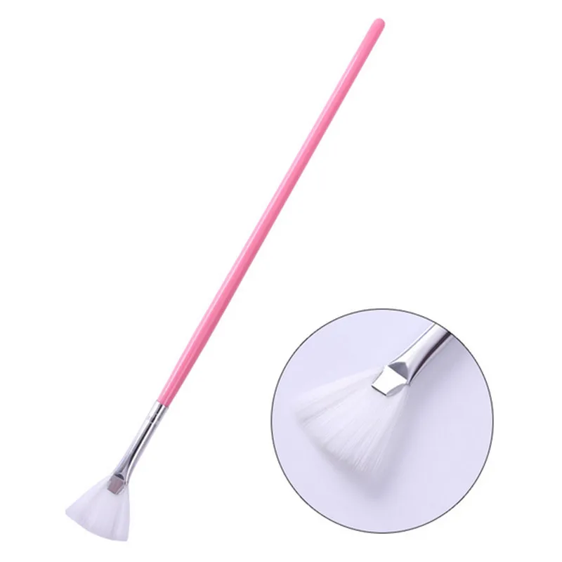 

1 Pc Fan Shape Nail Brush Gardient Shade Dust Remover Pen Brush Pink Handle Cleaning Brush Manicure Nail Art Tool