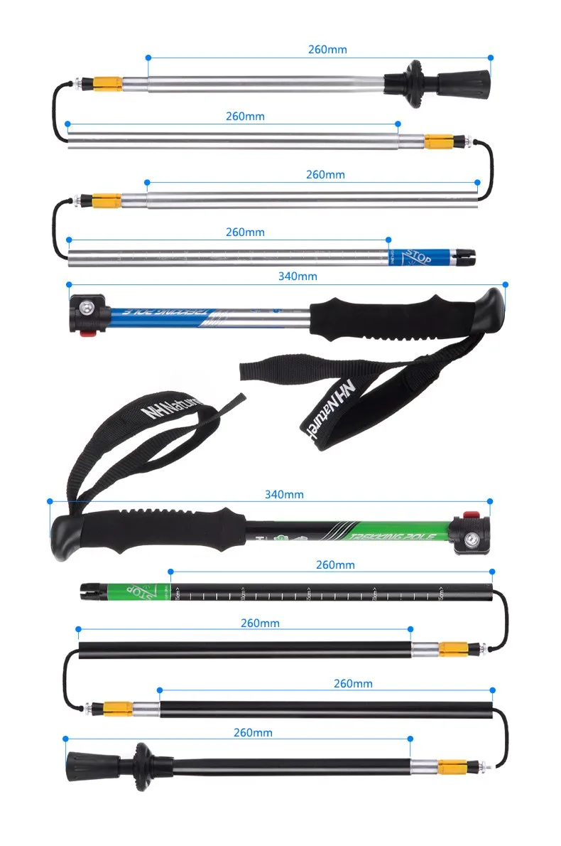 Bastões de Caminhada Ultra-leve ao ar Naturehike Seções Ajustáveis Livre Escalada Trekking Pole Alpenstock Bengalas Portáteis 3 High Quality Esporte e Lazer