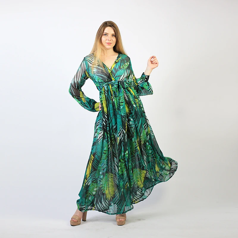 Najtaniej Letnia plaża Maxi sukienka damska głębokie dekolt w szpic drukuj sukienki sznurowane seksowne sukienki w stylu boho elegancka długa suknia