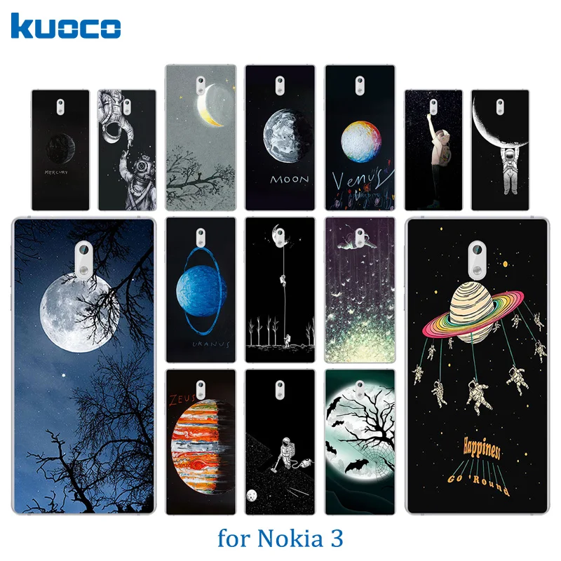 Phone Case 5.0 inch For Nokia 3 Silicone Soft Back Cover New Perfect Design Space Moon Pattern TPU Funda Full Protect Shell |