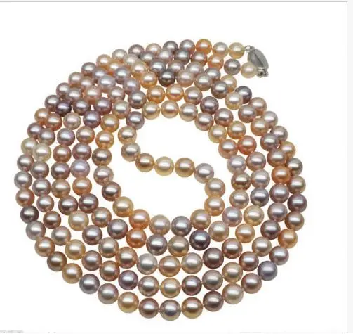 

AAA 9-10MM SOUTH SEA ROUND MULTICOLOR PEARL NECKLACE 48INCH 14KGP