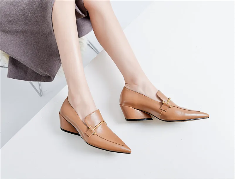 FEDONAS/Женская обувь из натуральной кожи в стиле ретро; женские туфли-лодочки; пикантные офисные женские туфли-лодочки с острым носком; классические открытые новые осенние туфли
