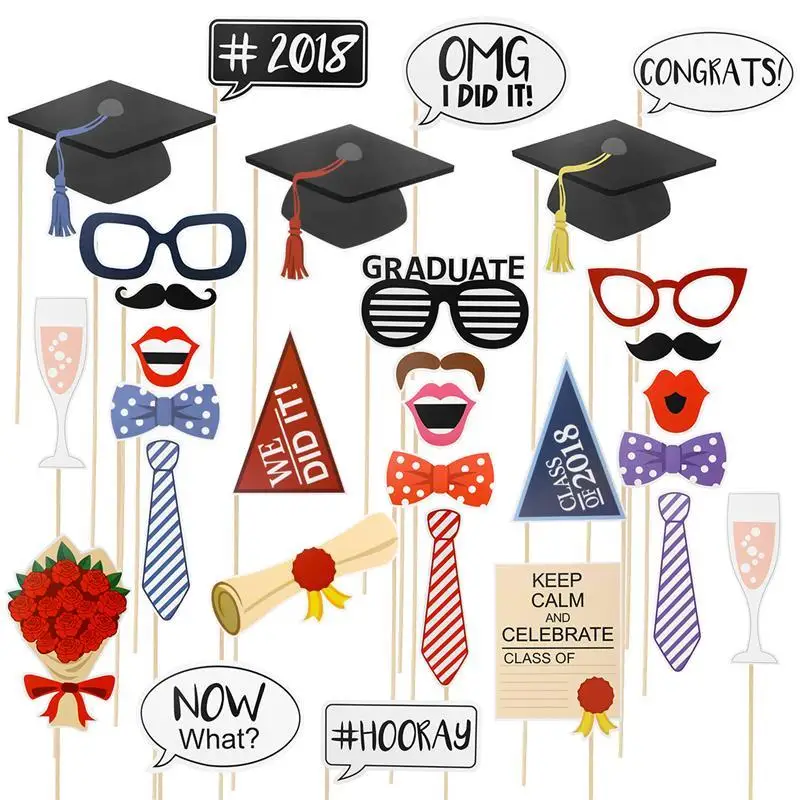 bestoyard 30 pcs class 2018 graduation party photo booth props