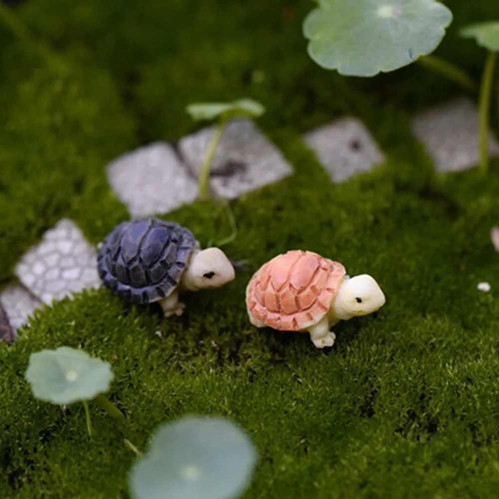 1 Pair Mini Tortoise Model Fairy Garden Miniatures DIY Doll House/Terrarium/Home Desktop/Succulents/ Micro Landscape Decoration