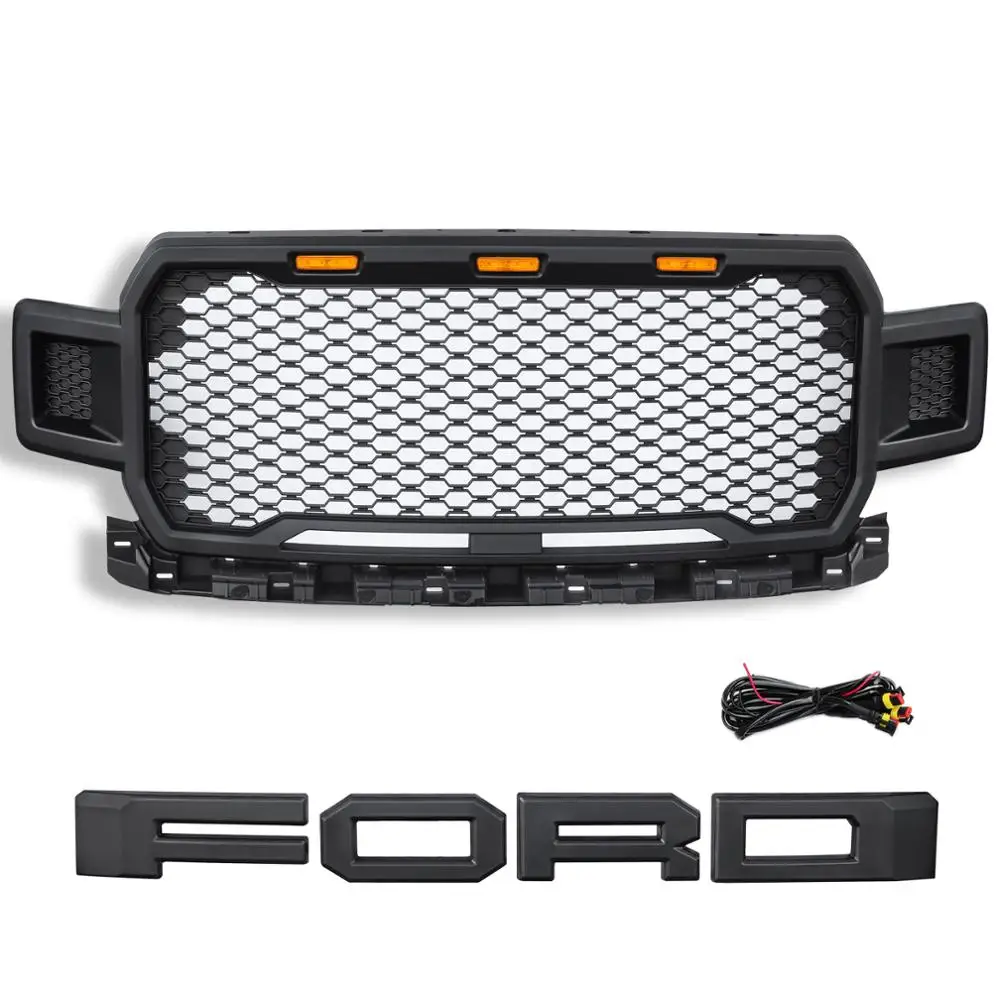 Новый черный Grile подходит для Ford F150 2018 2019 светодиодный сотовый Раптор стиль с