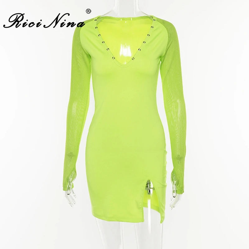 RICININA Fashion Women Dresses Woman Fashion Deep V Neck Long Sleeve Mesh Hollow Out Autumn Winter Dress Casual Mini Party Dress RICININA Fashion Women Dresses Woman Fashion Deep V Neck Long Sleeve Mesh Hollow Out Autumn Winter Dress Casual Mini Party Dress