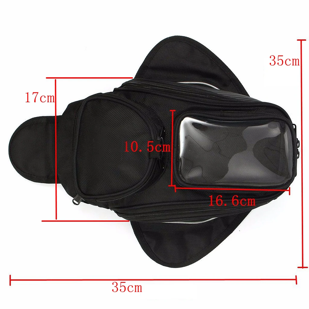 Motorcycle Tank Bag, Water Resistant with Four Magnetic Gas Oil Fuel Tank Bag Black Bigger Window for Short Trip