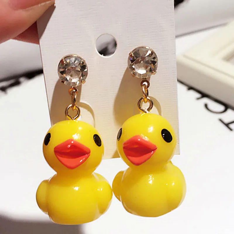 Модная акриловая желтая утка серьги-гвоздики для женщин девочек милые животные маленькие серьги в форме утки женские ювелирные изделия Brincos