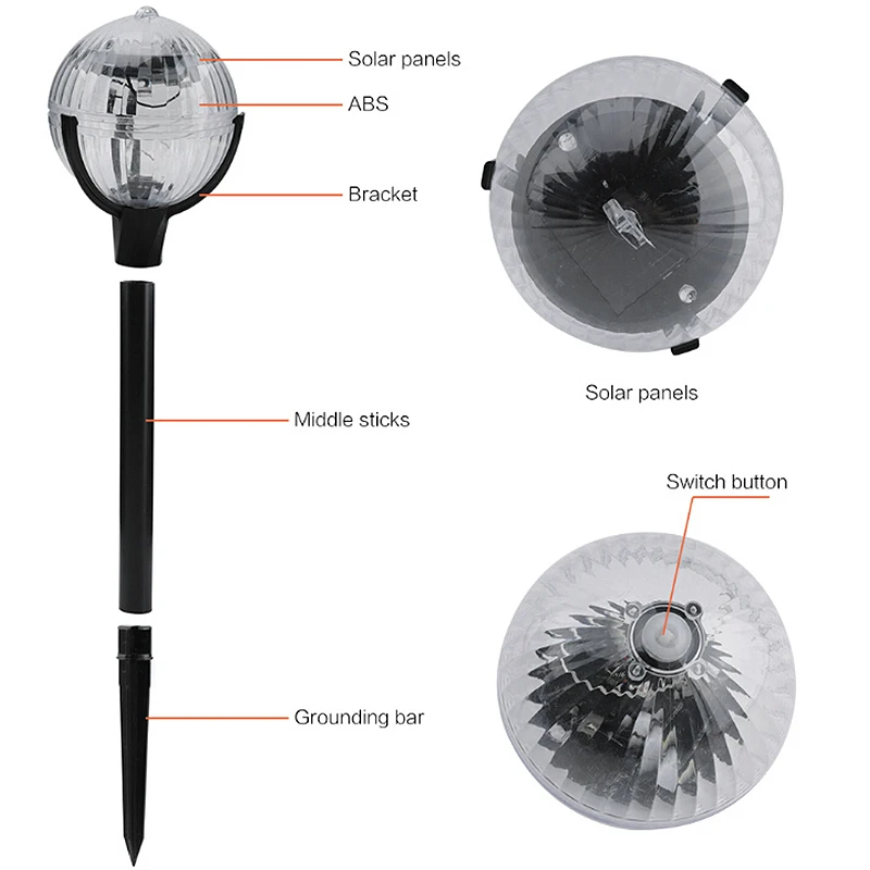 2 шт. светодиодный свет для дорожки на участке свет Открытый Солнечный Глобус световые колья для сада Ландшафтная дворовая дорожка патио