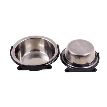 

304 stainless steel dog pot hanging stainless steel dog bowl can be fixed cage dog bowl pet food bowl anti-overturn