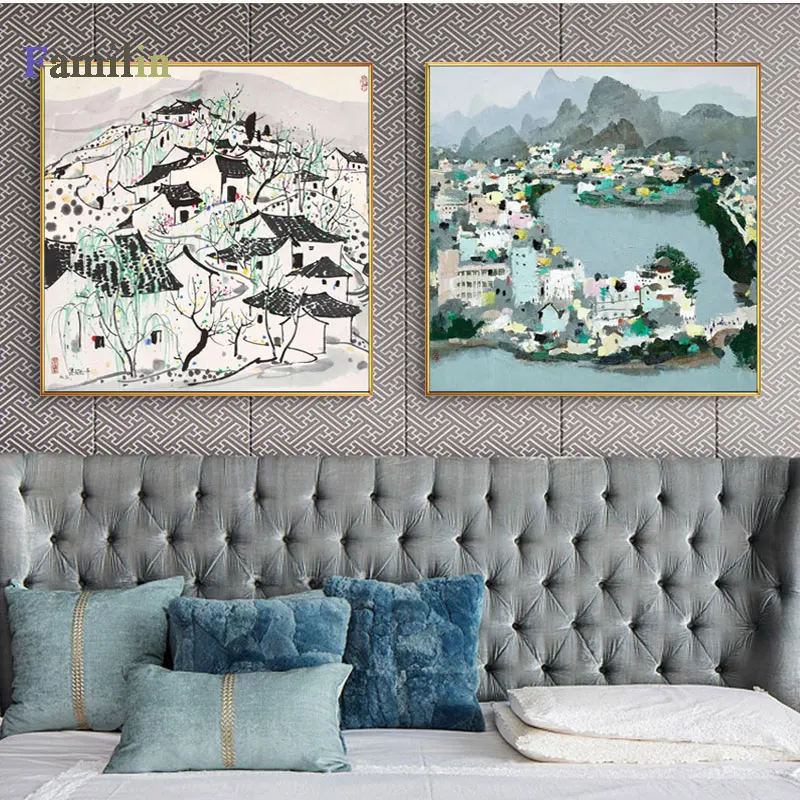 Wu Guanzhong мост современные абстрактные черно-белые китайские картины чернилами на холсте Пейзаж плакаты принты гостиной стены Искусство Подарки