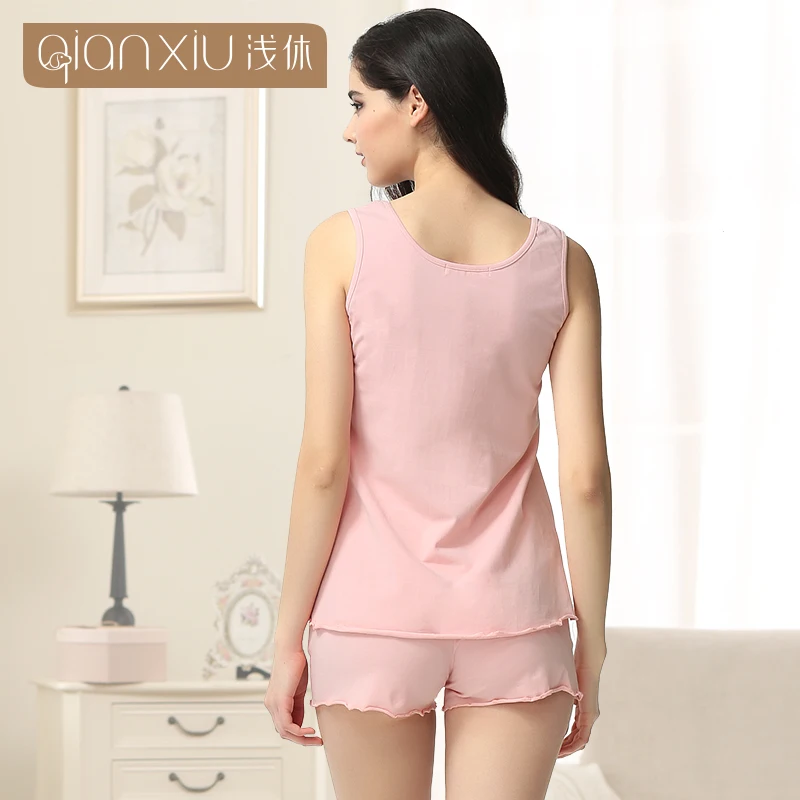 Qianxiu пижамы комплект для женщин рукавов Pyjama роковой 95% хлопок Homedress|pajama sets for
