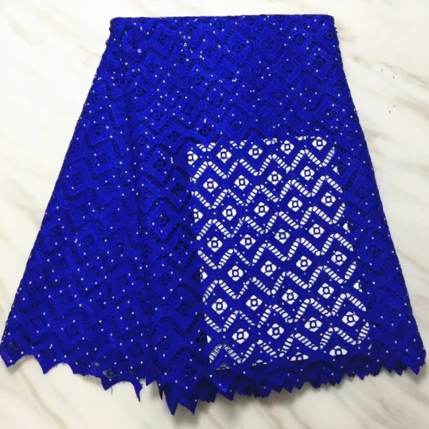 

5 ярдов/шт., искусственное синее Африканское водорастворимое кружево с вышивкой, французское Сетчатое кружево со шнурком, Стразы для платья