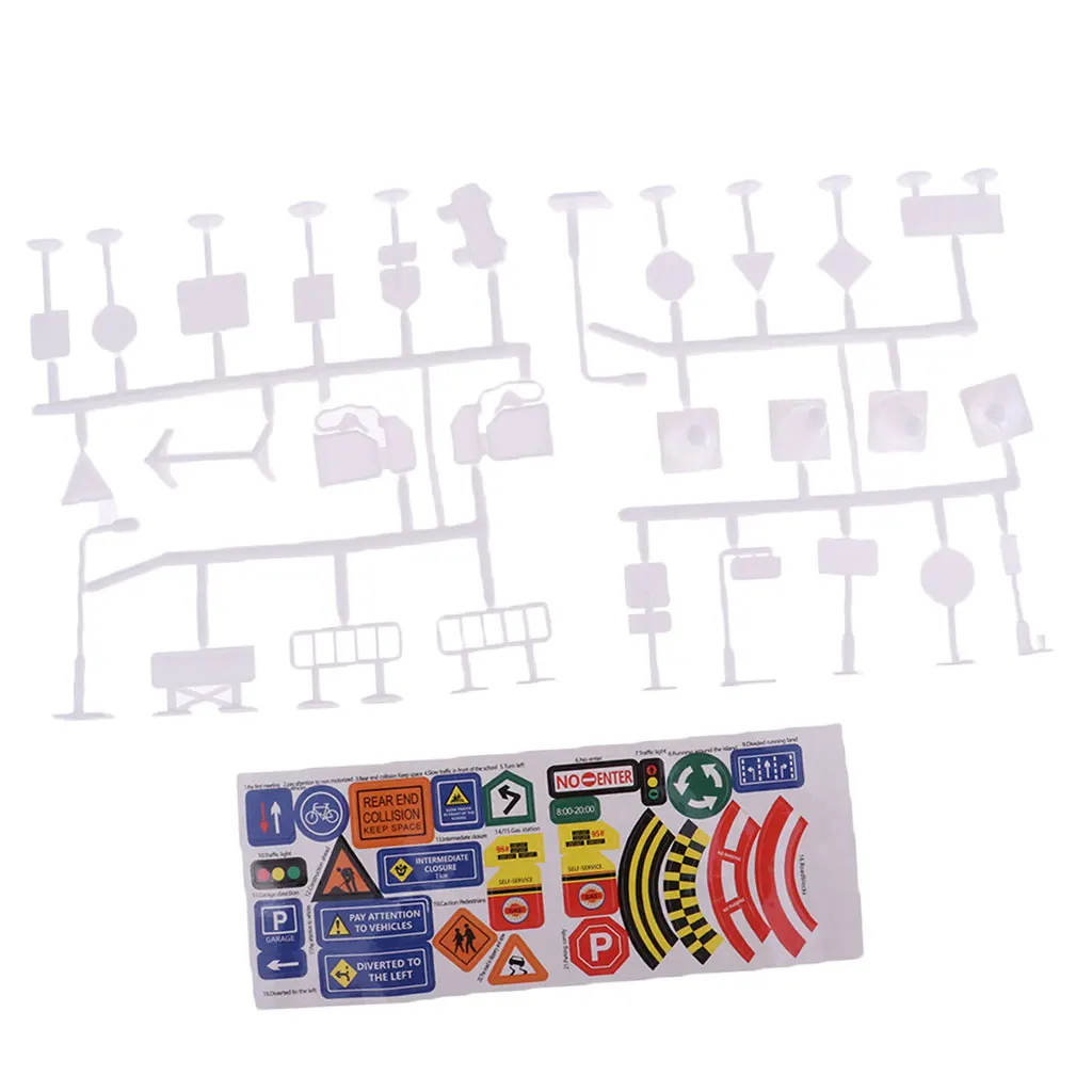28pcs/pack Plastic Traffic Signs Road Sign Miniatures Kids Educational Toy