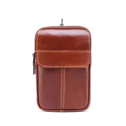 Прямая доставка, Мужская поясная сумка из натуральной кожи для мобильного телефона, карманная сумка на пояс, винтажная сумка на бедрах