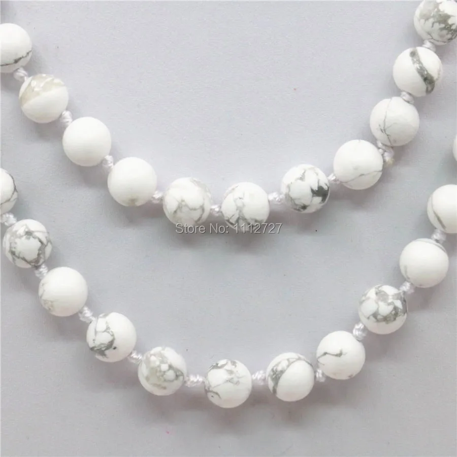 

8mm White Turkey Howlite Chalcedony Natural Stones Balls Gifts Beads Necklace Girls Christmas Gifts Women Jewelry Making 36inch