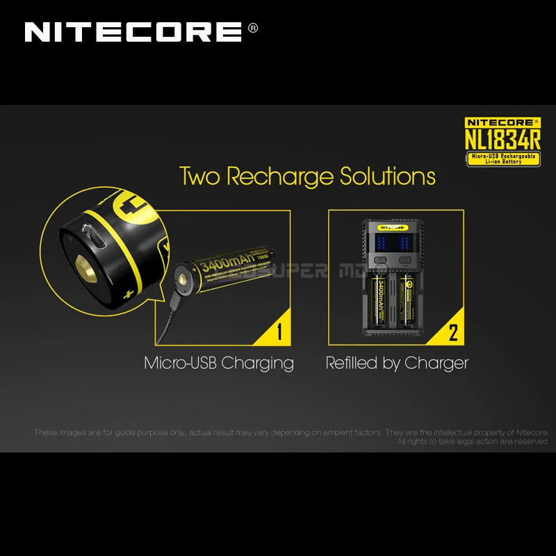 Горячая Nitecore NL1834R 3400mAh Micro-USB 18650 литий-ионная аккумуляторная батарея с зарядным портом