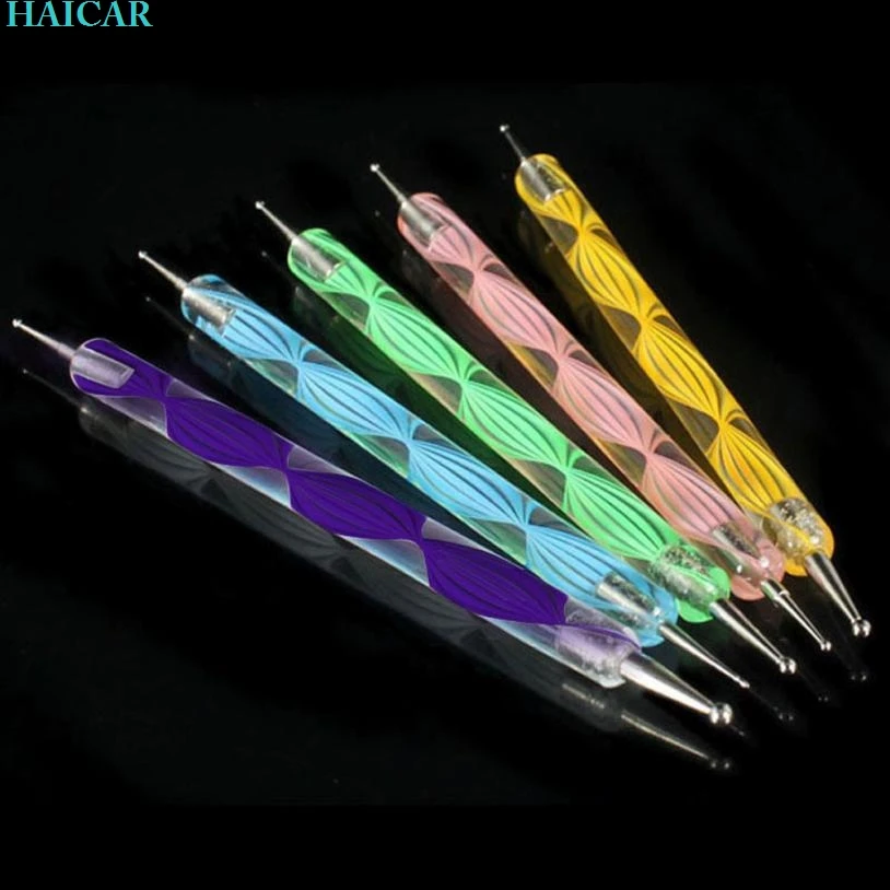 

5PCS Multi Coloured Double Ended Nail Art Dotting/Marbleizing Tools Nail Art pen Freeshipping 40p1214