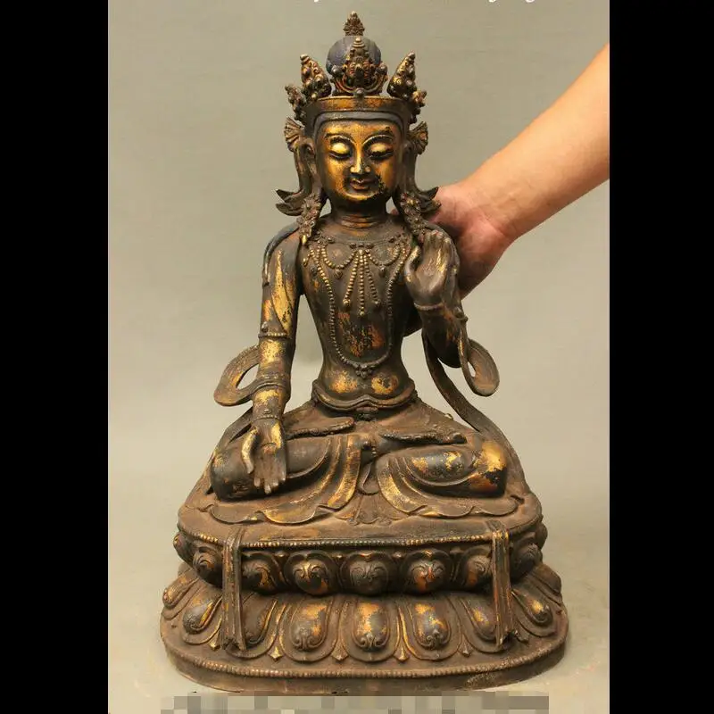 

wan67104060+++20" Tibet Bronze Buddhism Collect 7 Eyes White Tara Buddha Statue