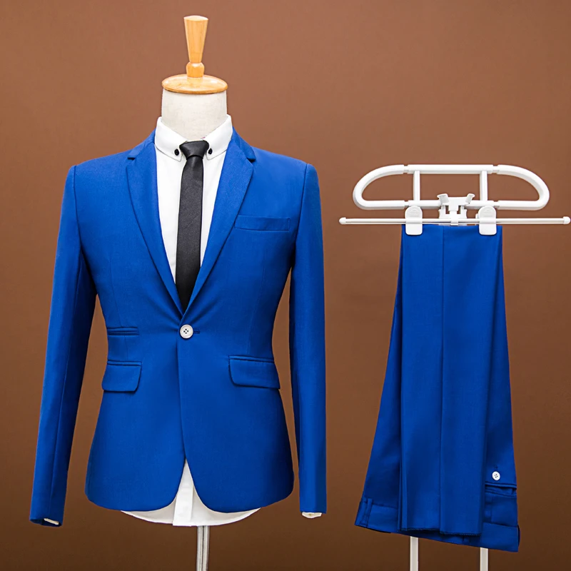 Jacket Pants 2018 Men Pure Color Fashion Groom Wedding Dress