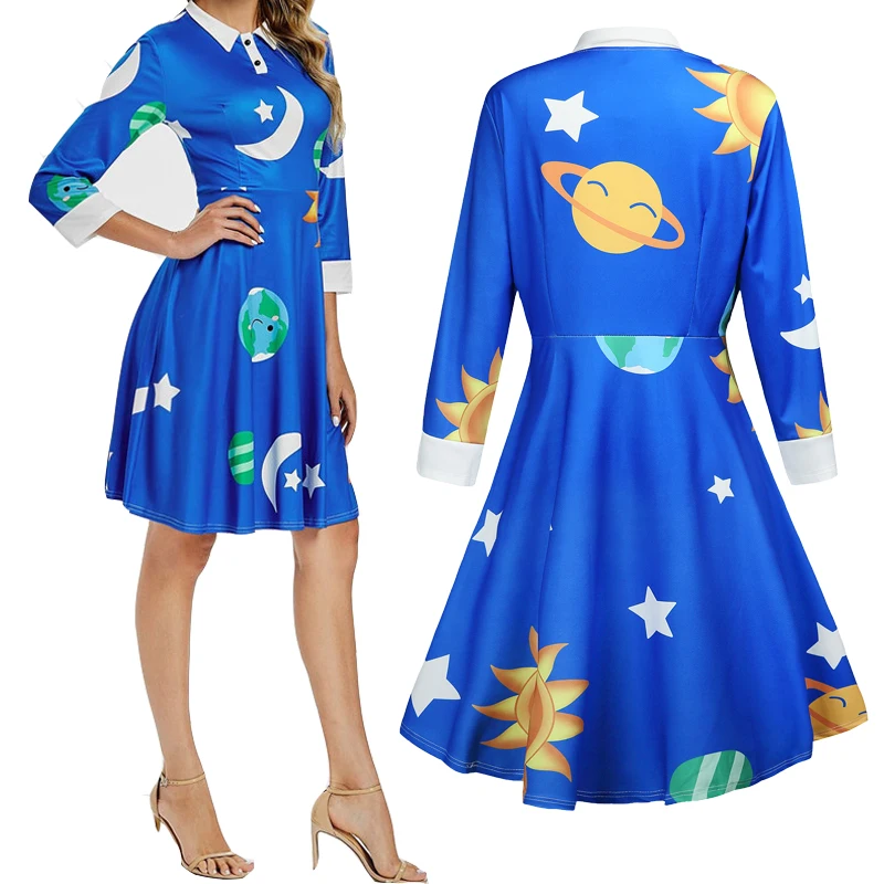 

Women Vintage Bathing suit Plus size Tunic Dress Sun and Moon Print Beach Cover Ups Middle sleeve pareo plage