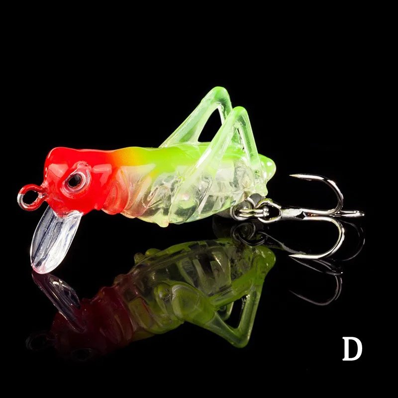 1pcs / lot 4.5cm 3g Grasshopper insect Fishing Lures Flying Wobbler Lure hard bait Lifelike Artificial bait Bass Swimbait pesca