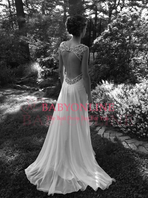 2014 Elegant V Neck Crystal Beaded Open Back Bridal Wedding Dresses Weddings &amp Events Gowns Vestidos De Noiva BO3563 | Свадьбы и