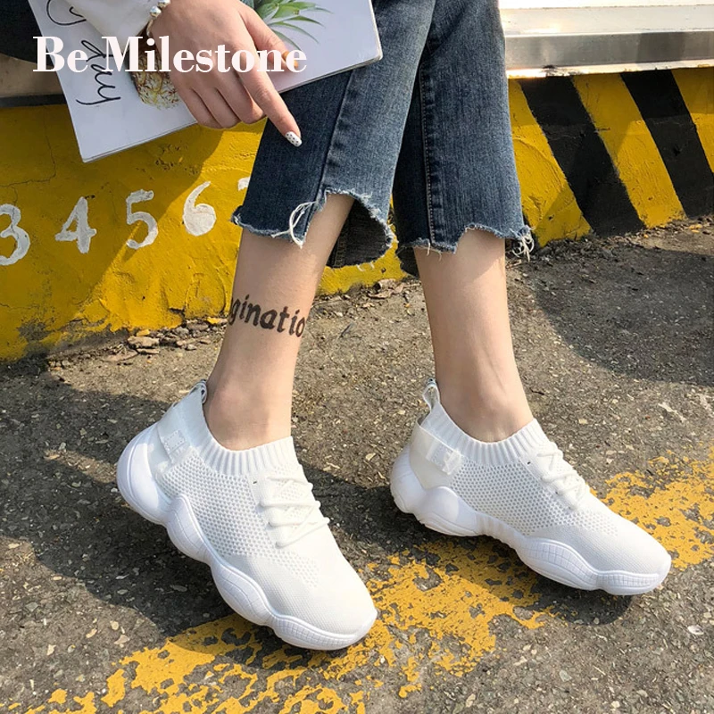 

Fashion trend INS Super fire stretch socks shoes lady ulzang fly weave casual sports shoes daddy shoes