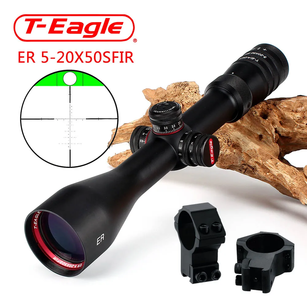 T-Eagle ER 5-20X50 SFIR охотничий прицел боковой Parallax стекло гравированное сетка башенки замок сброс Встроенный уровень бубб прицел - Цвет: with Dovetail Rings