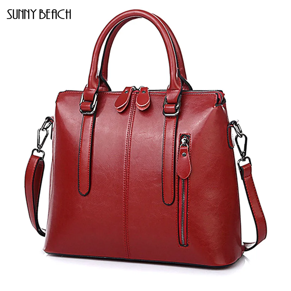 

SUNNY BEACH Brand 2018 Genuine leather Women Handbag female Fashion Shoulder Bag Large capacity Casual bag