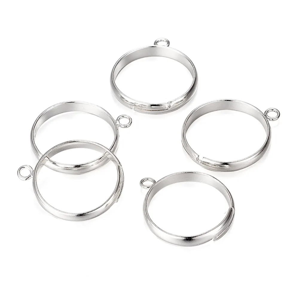 100pcs Adjustable Brass Loop Ring Bases Lead Free and Cadmium Free Ring