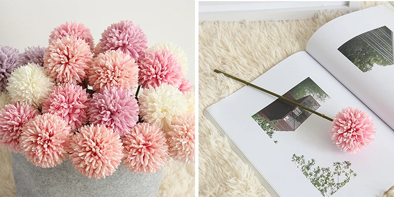 JAROWN Simulation Dandelion Flower Branch Artificial Single Head Thorn Ball Wedding DIY Flowers Bouquet Home Decor Accessories (24)