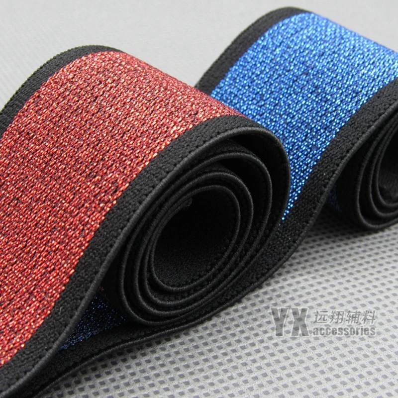 

New High Quality 40mm Width Shine Blue Red Silk Soft Elastic Bands 4 Meters Decor DIY Pants Sewing Bag Belts Dress Accessories
