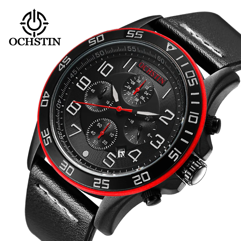 OCHSTIN Топ люксовый бренд военные наручные часы спортивные мужские водонепроницаемые часы мужские спортивные кварцевые хронограф армейские черные часы