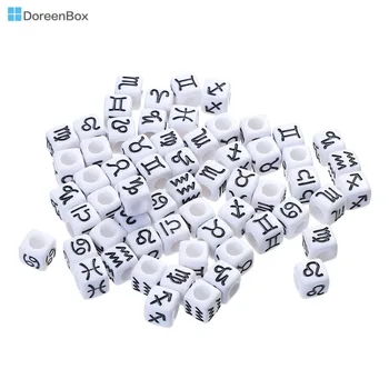 

Doreen Box Acrylic Spacer Beads Square White At Random Constellation Pattern Black Enamel About 7mm, Hole: Approx 4mm,100 PCs