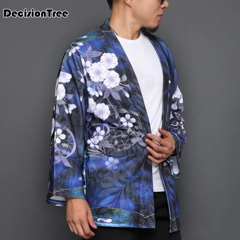 2019 summer mens kimono japanese clothes streetwear casual kimonos jackets harajuku japan style cardigan outwear