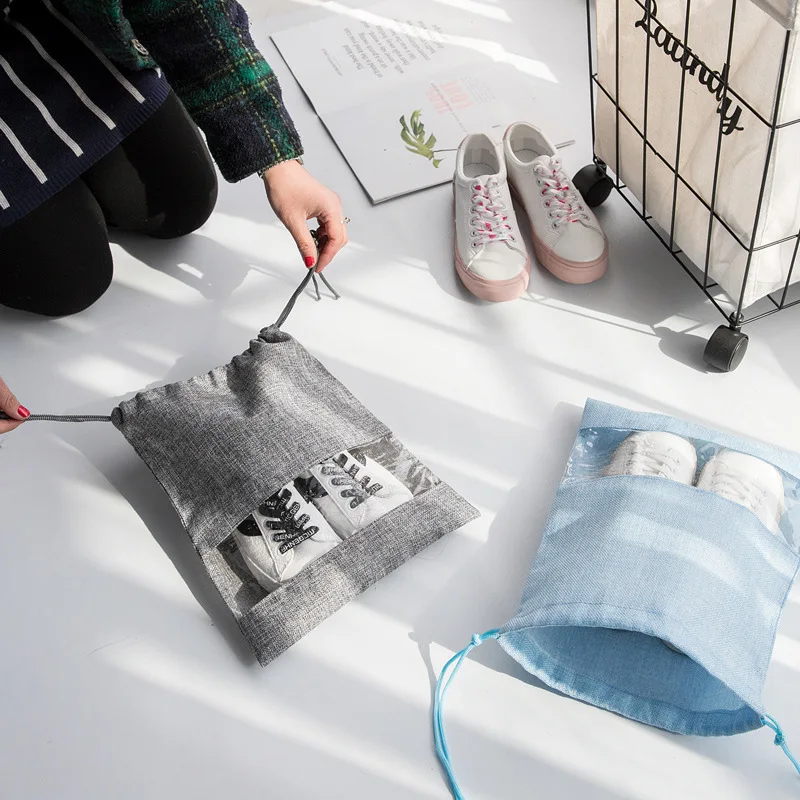 

luluhut 5pcs/lot travel shoes storage bag 2 size portable travel pounch with drawstring luggage clothes dust bag home organizer