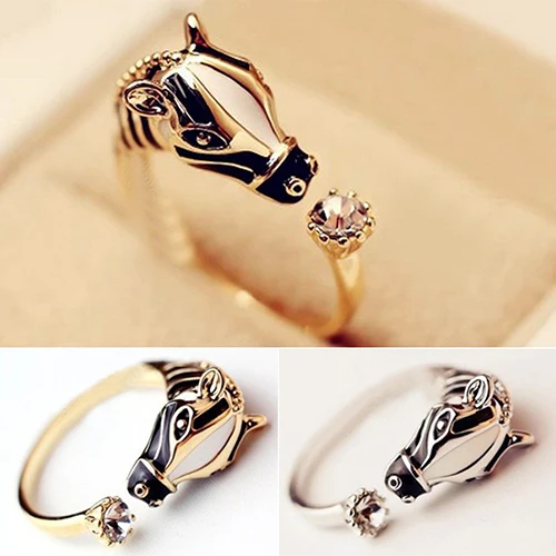 Bluelans модные кольца в виде животных, голова лошади, кристалл, женское регулируемое кольцо, модные ювелирные изделия