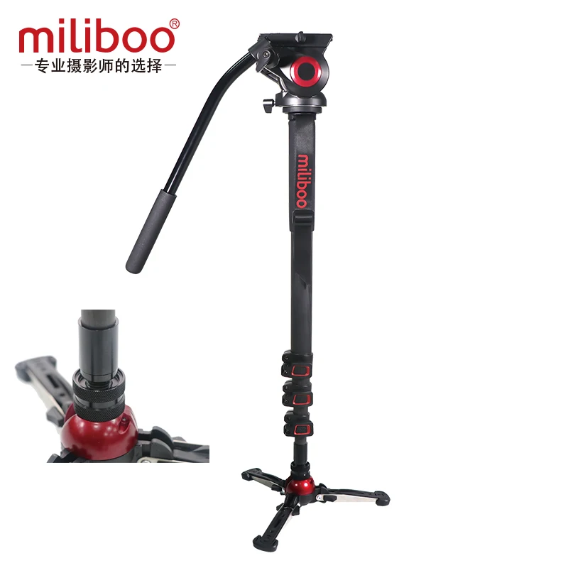 miliboo Upgraded Aluminum Carbon fiber Professional Monopod with Hydraulic Head Mini Tripod Unipod
