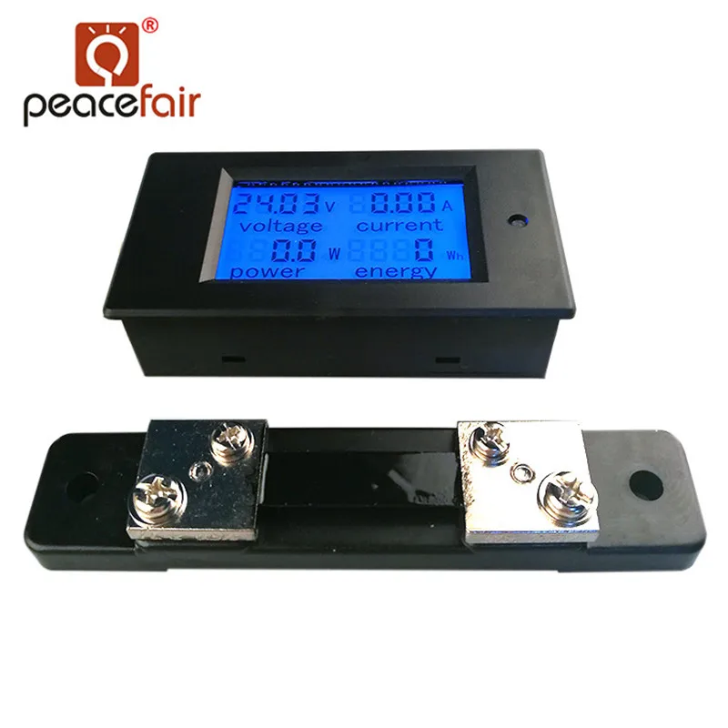 4 in 1 lcdデジタル電流計,PZEM 051 dc電圧計,6.5 100v,オートバイ電圧,50aシャント付き電力モニター|digital  voltmeter ammeter|voltmeter ammeter50a shunt - AliExpress