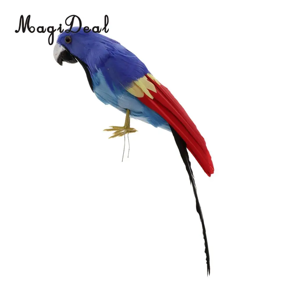 12'' / 30cm Decorative Feather Parrot Model Artificial Bird Statue Macaw Figurine Fancy Dress Props Garden Lwan Tree Decor