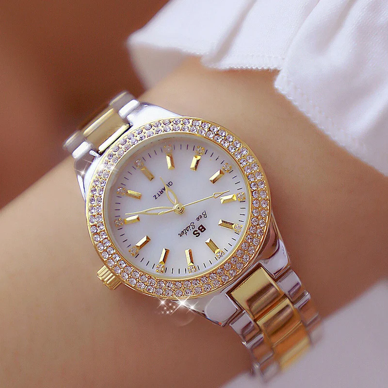 

2019 Luxury Brand lady Crystal Watch Women Dress Watch Fashion Rose Gold Quartz Watches Female Stainless Steel Wristwatches