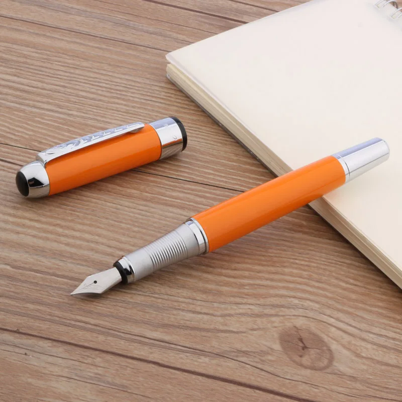 Jinhao 250 Серебряная классическая офисная металлическая оранжевая ручка подарок M
