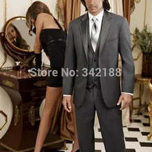Лучшие продажи/Различные стили две пуговицы темно-серый смокинг жениха шафер жених мужские свадебные костюмы жениха костюмы m