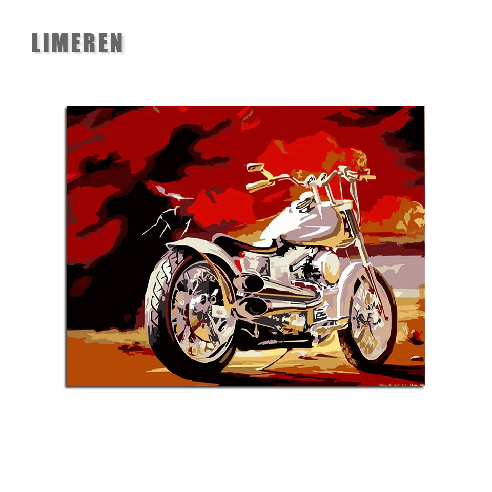 

Motor Cycles DIY Drawing By Hand Canvas Coloring Painting By Numbers For Adults Unique Gift Bedroom Wall Art