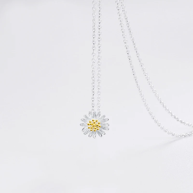 925 Sterling Silver Daisy Flower Pendant Promise Necklace Women's Romantic Fine Jewelry for Wedding Engagement Birthday Gift - Image 4